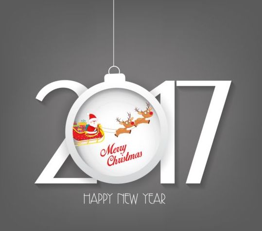 Новый год 2017 текст с Рождеством шар вектор 07  