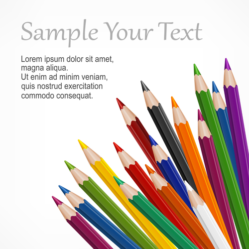 Colored pencils vector background set 03  