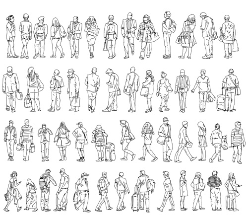 People outline silhouettes vector material 02  