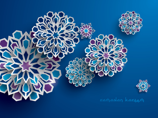 Fond de Ramadan avec vecteur de fleurs coupées de papier 13  