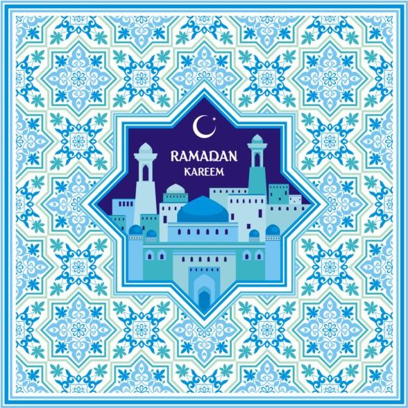 Ramadan-Muster mit Grußkarte Vektor 02  