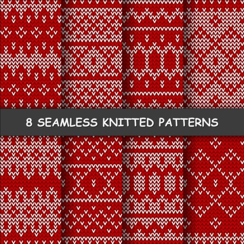 Red and white knitted pattern seamless vector 03  