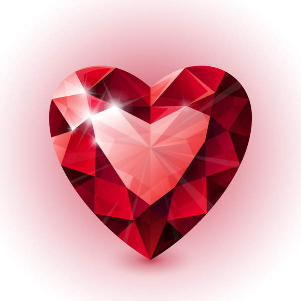 Rote Herzformdiamant-Vektorillustration 06  