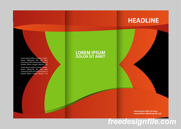 Red with black and green cover for flyer with brochure vector 08  