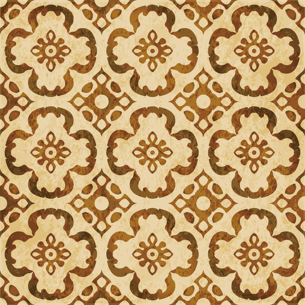 Retro kaleidoscope floral seamless pattern vector 01  