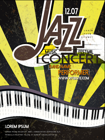 Retro music concert flyer cover design vector 02  