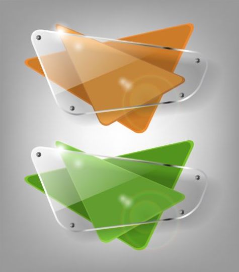 Rounded quadrilateral glass banners vector 02  