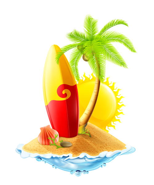 Sea island summer holiday elements vector background 02  