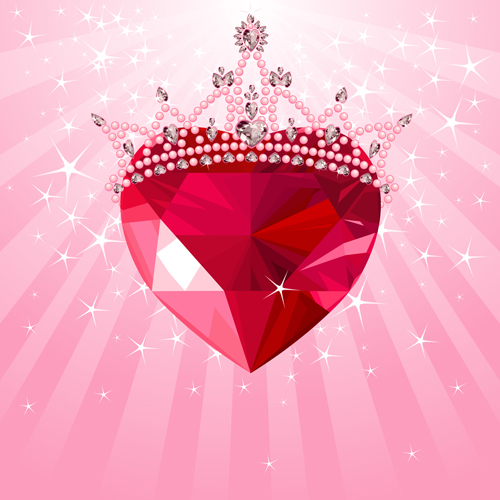 Shining diamond heart valentines day cards vector 01.rar  