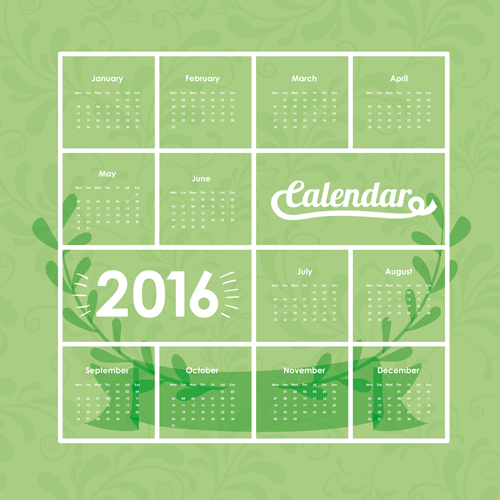 Simple wall calendar 2016 design vectors set 13  