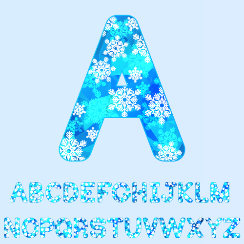 Снежинка Рождественский алфавит вектор набор  