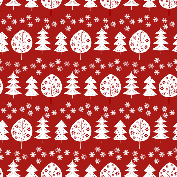 Schneeflocke mit Weihnachtsbaumvektor nahtloses Muster 06  