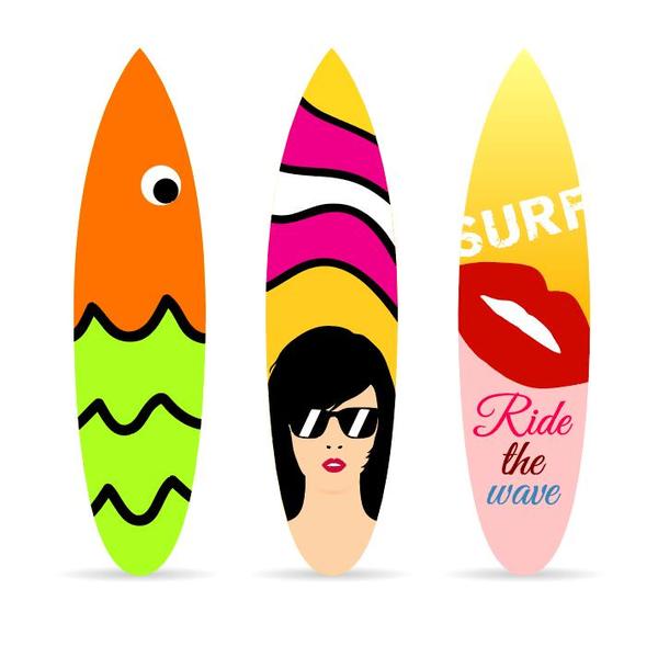 Vecteurs de modèle de planche de surf 03  