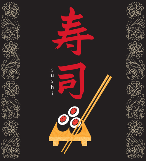 Sushi Menu cover design vector 02  