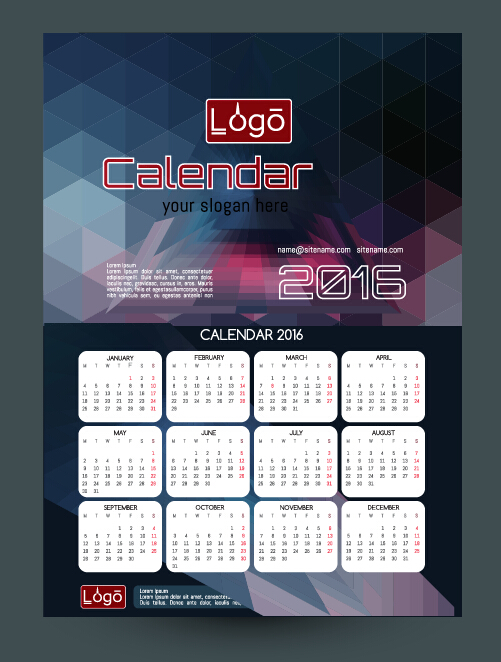 Technology background with 2016 calendar vector 07  