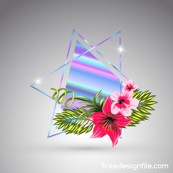 Tropische Blumen mit Dreieck-Vektor-Material 10  