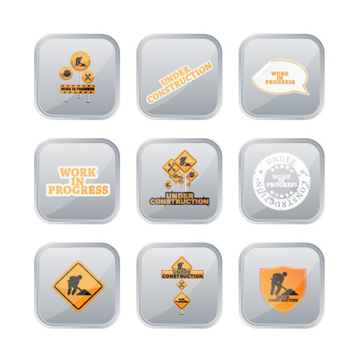 Different Under Construction icon vector set 01  