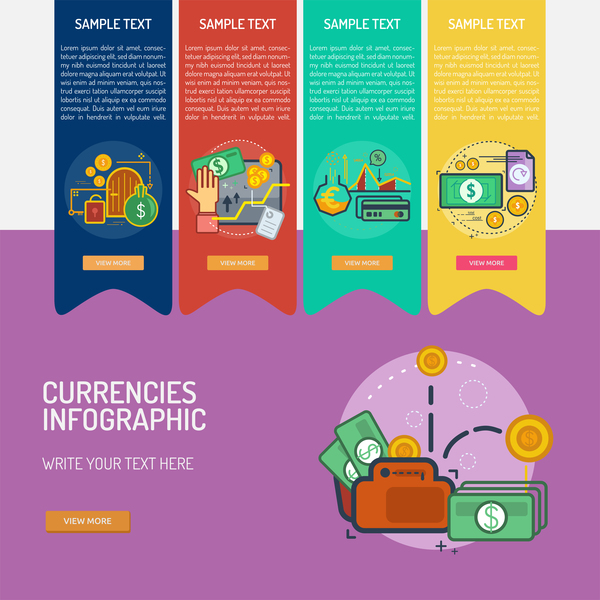 Vektor Infographic-Währungsschablonenmaterial 05  