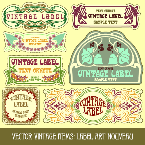 Vintage Label art design vector set 02  