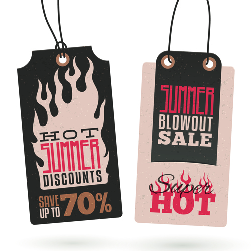 Vintage cardboard summer discount sale tags vector 04  