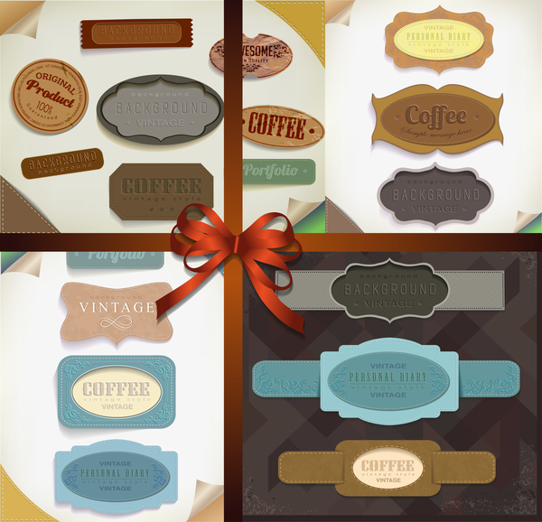 Vintage coffee banner with labels vectors  