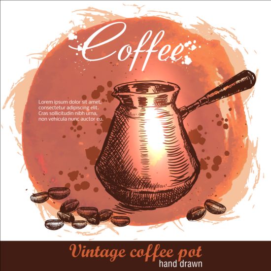 Vintage coffee poster heand drawn vector 01  