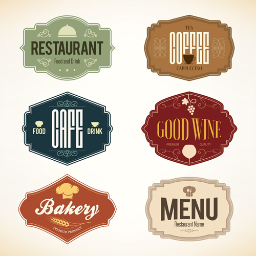 Vintage colored menu labels vector  