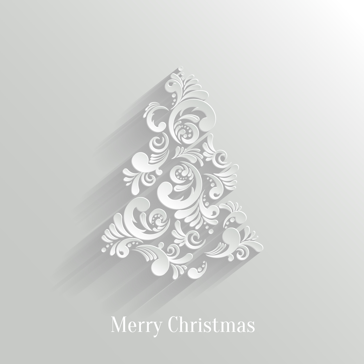 Paper Floral White Christmas Backgrounds Vector 03  