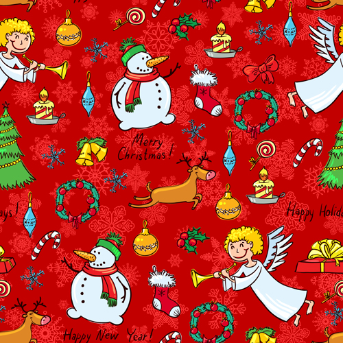 Cute Christmas seamless pattern vector 04  