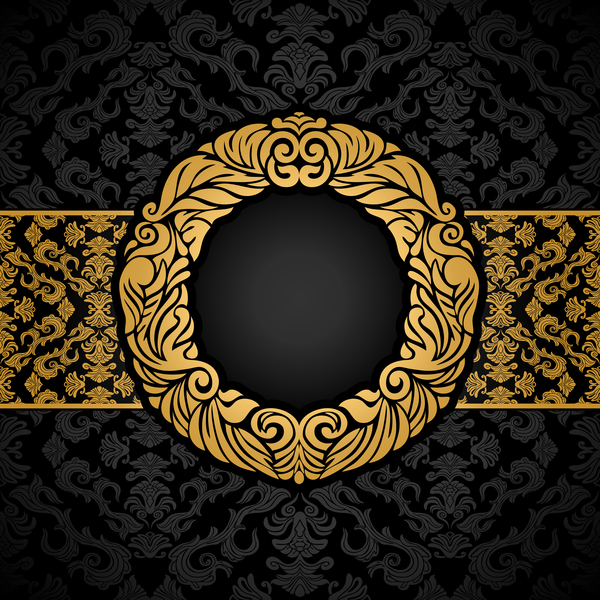 luxury black and gold vintage frame vector  