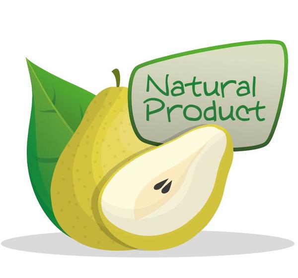 natural pear label vector  