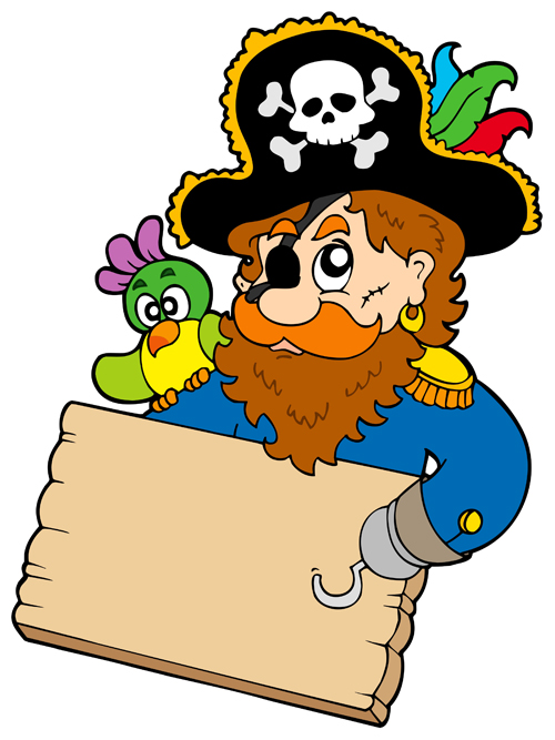 Set of Pirates design elements vector art 05  