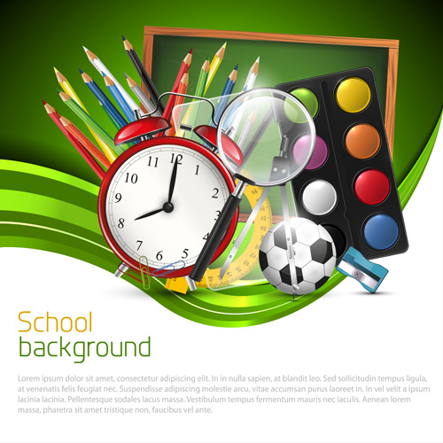 School accessories vector background set 04  