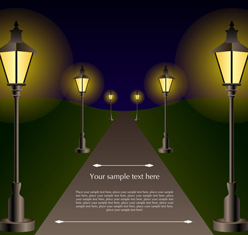 Shiny Street lamps background design vector set 03  