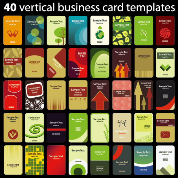 Set of 40 vertical business card templates vector 02  