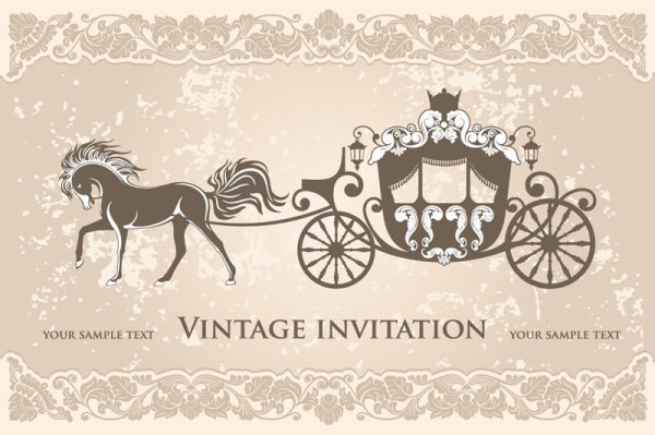 vintage invitation cards background vector 03  