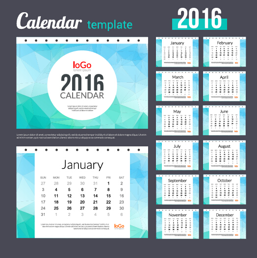 2016 New year desk calendar vector material 58  