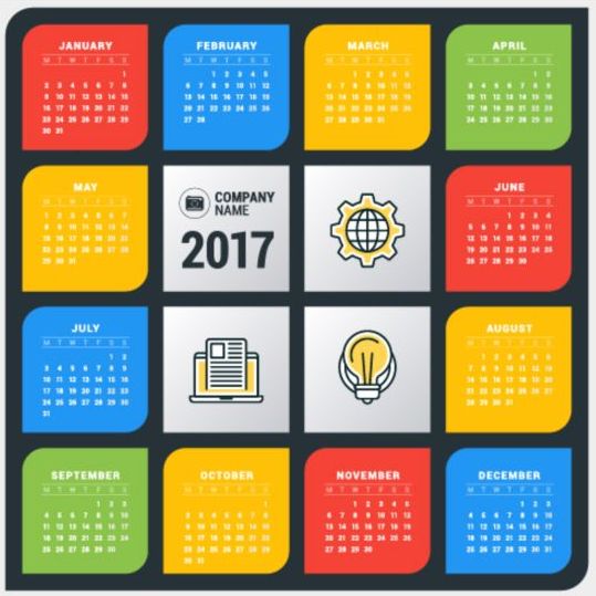2017 grid kalender Vector materiaal 06  