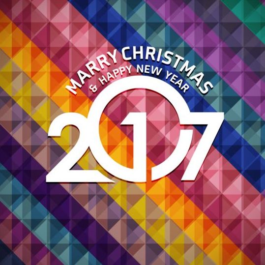 2017 Natale e Capodanno con vettore geometrico sfondo 02  