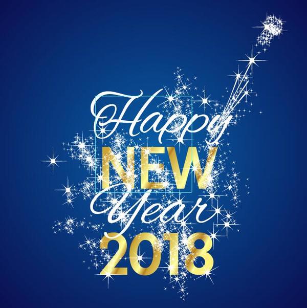 2018 new year background with shining stars vectors  