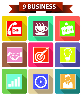 9 Kind business icons vector  