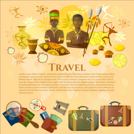 Africa travel with culture vector background  
