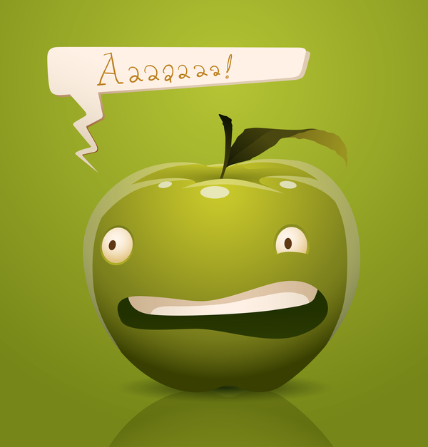Vecteur de pomme verte dessin animé en colère  