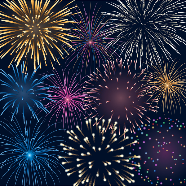 Background with fireworks design vector material  