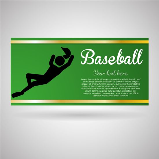 Baseball green banner with people silhouette vectors set 10  