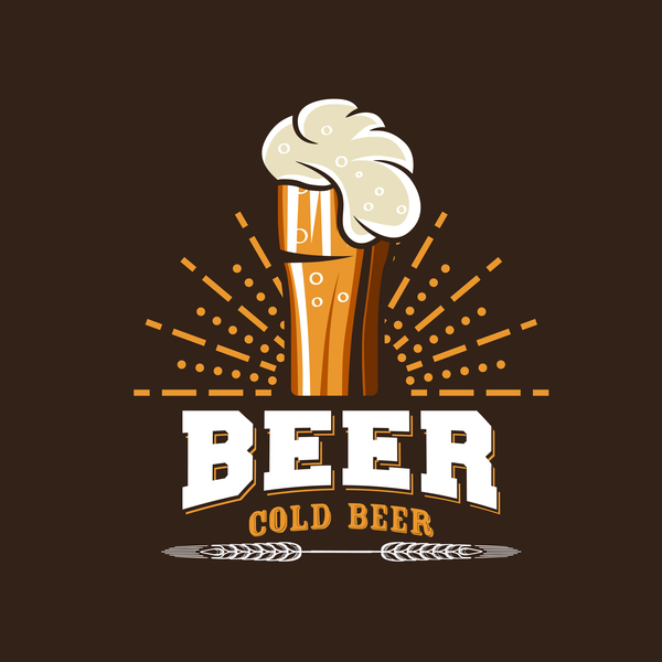 Beer emblem retro design vector material 06  