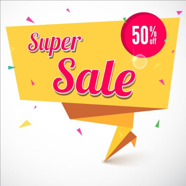 Big sale origami labels vectors 01  