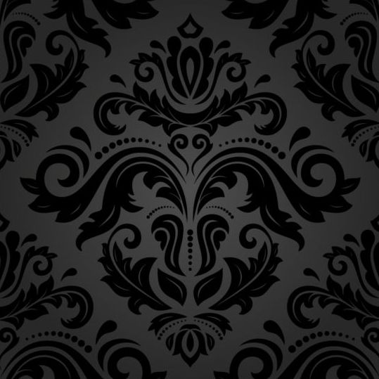 Black floral decorative pattern vector material 08  