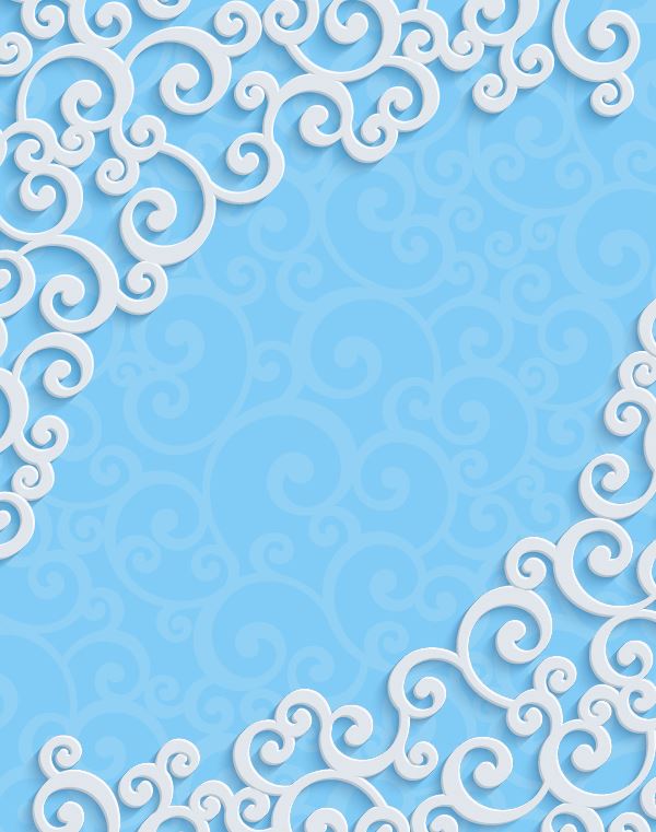 Blue background with white flower pattern vector 01  