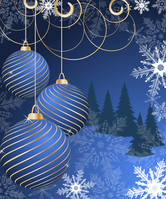 Set of Blue charm Christmas cards vector 04  